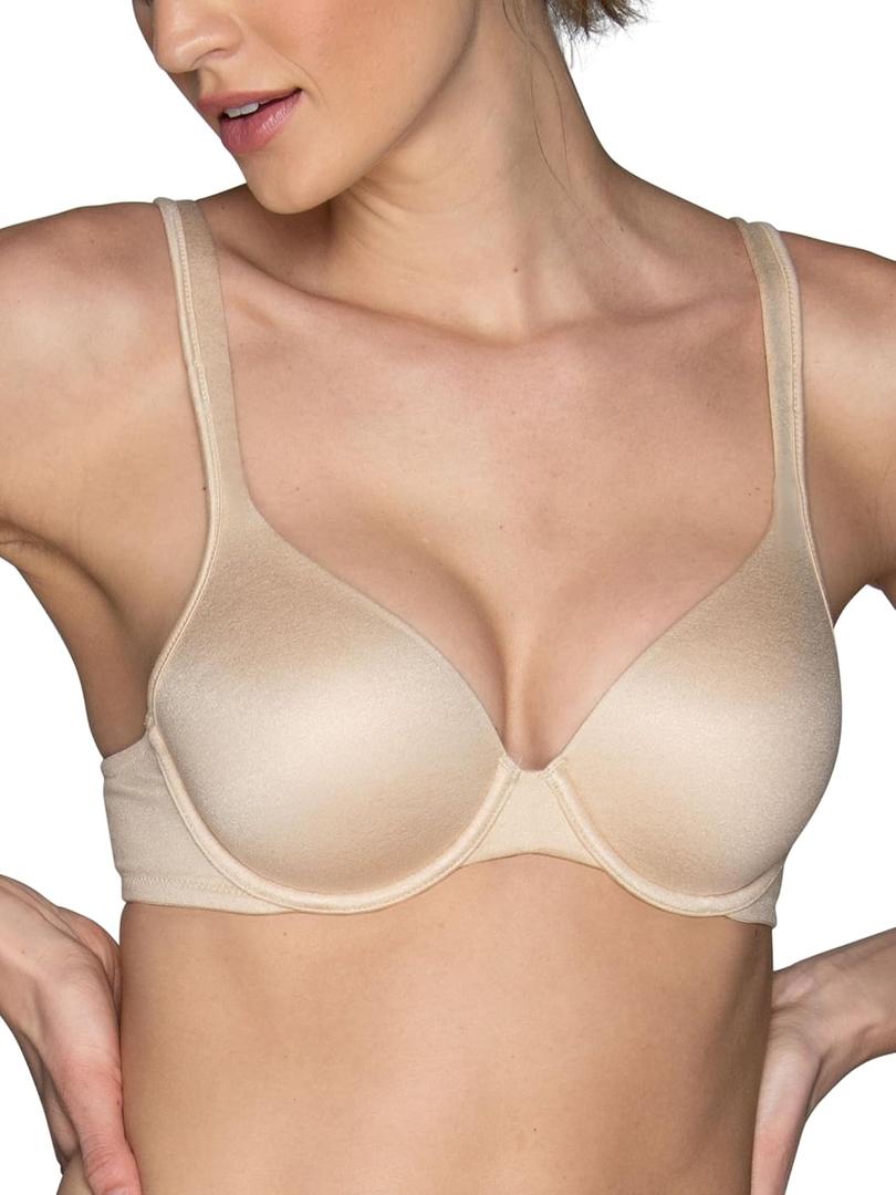 Vanity Fair Women's Perfect T-Shirt Bra, Body Shine Full Coverage, Lightly Lined Cups up to DD (38B, Underwire - Beige)