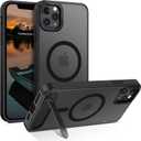 GUAGUA for iPhone 11 Pro Max Case with Stand, Magnetic Cases with Foldable Invisible Stand Translucent Matte Back Slim Protective Shockproof Kickstand Phone Case for iPhone 11 Pro Max 6.7", Black