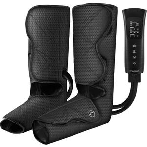 Leg Massager with Heat and Compression, Leg Massager for Circulation and Pain Relief, Air Compression Boots for Calf & Foot Helpful for Swollen Legs, Edema, RLS, Gifts for Mom Dad (Black)