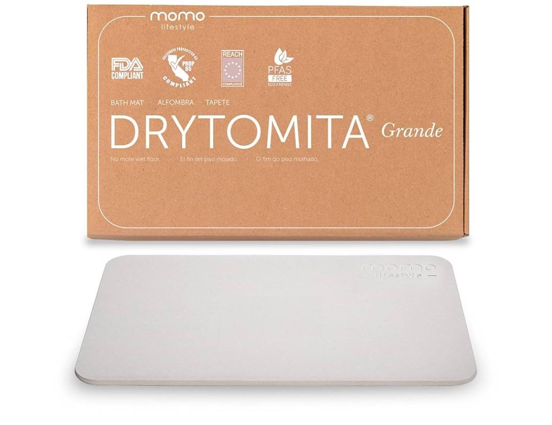 Momo Lifestyle Large Stone Bath Mat Drytomita – Quick Drying Diatomaceous Earth, Ultra Absorbent (Linen Grey, Grande 32" X 20")