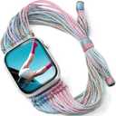 JR.DM Boho Watch Bands Compatible with Apple Watch 40mm 41mm 38mm 44mm 42mm 45mm 46mm Women, Cute Handmade Friendship Bracelet String Art for iWatch Series SE/11/10/9/8/7/6/5/4/3/2/1(Breeze)