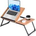 LapDesk Pro Adjustable Laptop Desk for Bed & Couch, Portable Foldable Bed Tray Table with Cup Holder, Laptop Stand for Desk, Small Writing Table (Black) (16"D x 24"W x 1"H)