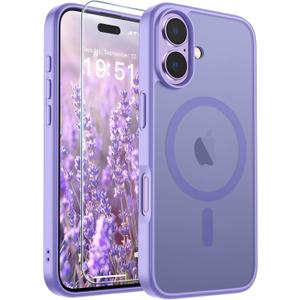 SUPFINE Magnetic for iPhone 17 Case (Compatible with MagSafe)(Military Grade Drop Protection) Translucent Matte Shockproof with Anti-Fingerprint Phone Cover 2025,Purple