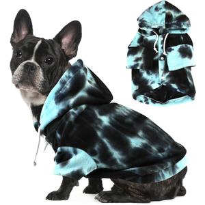 Mklhgty Tie Dye Dog Hoodie, Winter Coat for Small Dogs - Ultra-Soft Adjustable Warm Hood, Breathable Comfort Fabric for Daily Use (XS: 3.5-6lbs, Blue2)