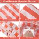 Travel Toiletry Bag for Women, Waterproof Clear Coated Portable Stripe Makeup Cosmetic Bag with Compartment, Travel Organizer for Shampoo, Conditioner, Brushes Set,Cosmetic Accessories(Pink-Orange)