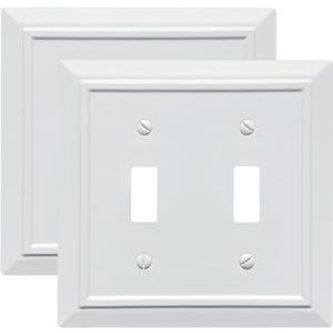 Classic Architecture Wall Plates,Light Switch covers, Electrical Outlet Covers, Duplex receptacle wall plates,Mid Size Bamboo Fiber Material Switch plates Pure White (2 Gang Toggle 2PK)