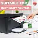 100 PCS Printable Vinyl Sticker Paper for inkjet printer & Laser Printer, Standard Letter Size 8.5"x11", Waterproof Sticker Paper Dries Quickly Vivid Colors, Matte White