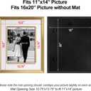 Yaetm 16x20 Gold Picture Frame with Decorative Inner Frame & Tempered Glass, Display 11x14 Photos with Mat on Wall - Portrait or Landscape - Ideal for Office & Home Dcor (Gold, Single)