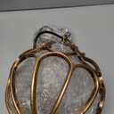 SLAWA Outdoor Pendant Lights for Porch, Vintage Exterior Hanging Lantern with Spherical Glass Lampshade, Bronze Aluminum Fixture for Gazebo, Entry, Yard (Small-7" x 13")