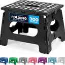 Handy Laundry Folding Step Stool - Sturdy Enough Collapsible Stool to Support Adults and Safe Enough for Kids - Opens Easy with One Flip - Great for Kitchen, Bathroom or Bedroom (Black - 9 Inch)