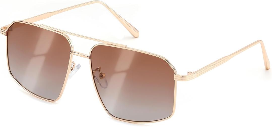 FEISEDY Vintage Polarized Aviator Sunglasses Men Women Classic American Gradient Lens UV400 Protection B0273 (Gold Framed and Gradient Brown Lens)