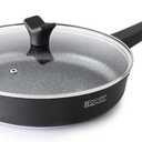 THE ROCK SOHO 11-Inch Non Stick Frying Pan with Lid  Nothing Sticks, Never Warps, Lasts Longer, Healthy Skillet with Heat-Resistant Handle, PFOA Free, Dishwasher Safe, Black