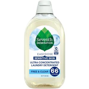 Seventh Generation EasyDose Laundry Detergent, Ultra Concentrated: 66 Loads, Free & Clear Designed for Sensitive Skin, 23.1 Fl Oz
