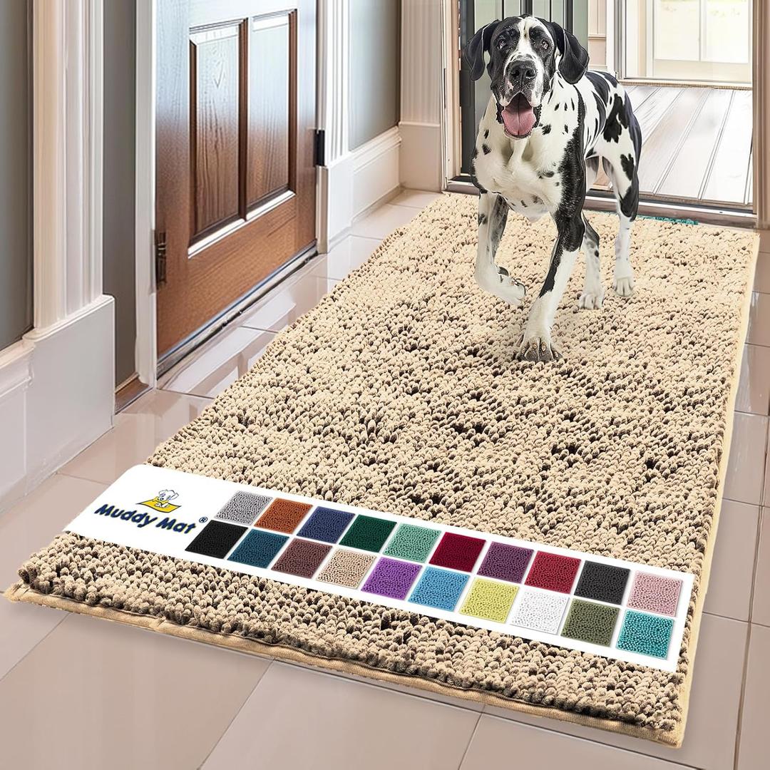 Muddy Mat Shown on TV  Super Absorbent Door Mat Indoor, Microfiber Quick Dry Chenille Entryway Rug, Non-Slip Front Door Mat, Indoor Mats for Entryway, Machine Washable Pet Rug, Beige 36"x60"