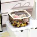 GQIUJIJAL Storage box desktop (Small - Transparent Gray)