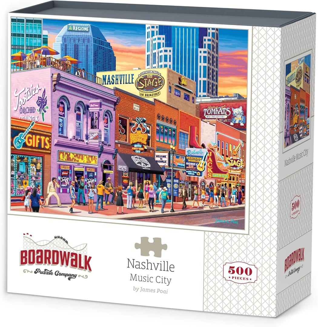 Nashville Music City by Boardwalk - 500 Piece Jigsaw Puzzle for Adults, Made in USA