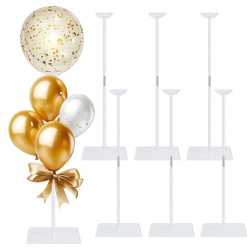 6 Pack 24 Inch Reusable Acrylic Balloon Stand Kit-Heavy Duty,Adjustable Height with Sticks and Base, Balloon Stands&Centerpieces for Tables,Perfect for Birthday,Baby Shower,Party Decor