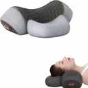 Heated Neck Massage Pillow 3-in-1 Memory Foam Cervical Pillow Ergonomic Neck Support Muscle Relaxation Pillow for Home Office Travel (Grey)
