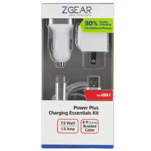 ZGear Power Plus Charging Essentials 3 Pc Kit 7.5Watt 4Ft