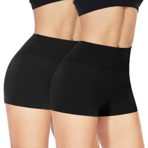 NexiEpoch 2 Pack Biker Shorts for Women - 3"Booty Volleyball High Waisted Black Spandex Shorts for Yoga Dance Workout S-M