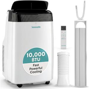 SereneLife Small Air Conditioner Portable 10,000 BTU with Built-in Dehumidifier - Portable AC unit for rooms up to 450 sq ft - Remote Control, Window Mount Exhaust Kit