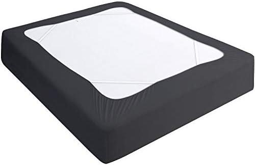Box Spring Cover King Size, Elastic Fabric Wrap Around 4 Sides Bed Skirt, Sleek Alternative for Bed Skirts for Hotel/Home, Fits Box Springs up to 13, Black