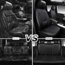 CAR PASS Luxury Nappa Leather Seat Covers Full Set, Water Resistant Faux Leather Seat Covers with Lumbar Support, Comfortable Automotive Seat Covers Universal Fit for SUV Sedan Van Truck, Solid Black