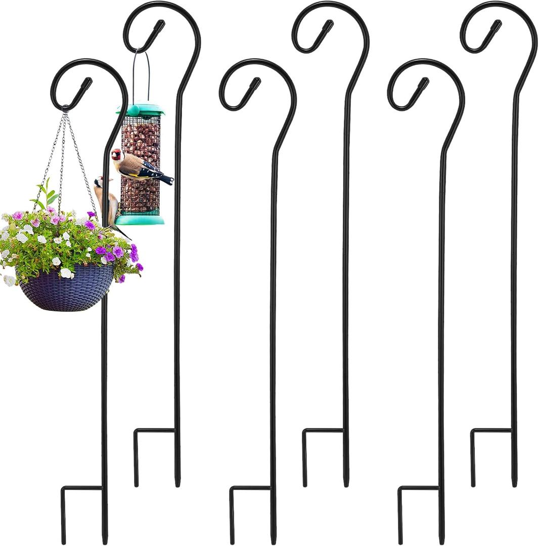 Hicarer 12 Pcs Shepherds Hooks for Outdoor 32 Inch 1/3 Bird Feeder Pole Rust Resistant Steel Shepard Hooks for Wedding Garden Bird Feeders Hanging Lanterns Solar Outdoor Lights (Multiple Style)