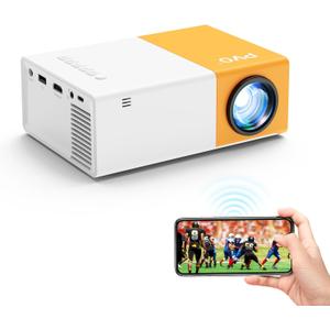 PVO Projector WiFi Portable Movie Projector 1080P, Phone Screen Can Be Mirrored to VideoProjector Via WiFi Or Via Data Cable, Compatible With Smartphone/ Tablet/ Laptop/TV Stick/PS/Type-C/USB Drive