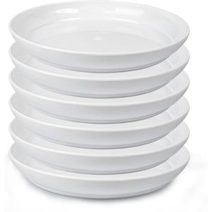 2 x Round Plastic Plant Saucers Set, 6-Pack, 7.6 Inches (6.4 Inch Base) Pot Drip Trays, Ideal for Indoor and Outdoor Home Garden Flower Pot Containers. (White)