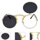 J&L Glasses Retro Flip-Up Round Goggles Steampunk Sunglasses