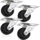 POWERTEC 2 Inch Swivel Caster Wheels Set of 4 with 160 lbs Loads, Heavy Duty Plate Casters, Rubber Castor Wheels for Furniture, Cart, Dolly and Workbenches (17210)
