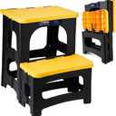 Flottian Folding 2 Step Stools,8" & 17" Dual Heights,Foldable Step Stool for Adults and Kids,Hold up to 300 lbs,Collapsible Step Stool for Kitchen Bedroom Office Bathroom RV, Yellow