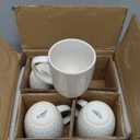 LE TAUCI Coffee Mugs 16 oz,Ceramic Mug Set, Embossment Cups for Latte, Hot Tea, Cappuccino, Mocha, Cocoa, Dishwasher Safe, Suit For Housewarming Wedding- 3.8 inch, Set of 4, Arctic White
