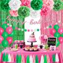 Witch Birthday Party Decorations, Pink and Green Witch Theme, Happy Birthday Party Supplies Set Includes Balloons, Paper Pom Poms, Fringe Curtain, Birthday and Dot Banner for Boys and Girls Decor