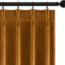 MIULEE Velvet Pinch Pleated Blackout Curtains 96 inches Long, Gold Brown Pleat Design Thermal Insulated Luxury Window Drapes for Living Room Bedroom with Hooks, Set of 2
