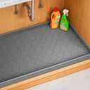 Jin&Bao Waterproof Under Sink Mat 34" x 22", Thick Silicone Mat Cabinet Protector for Kitchen and Bathroom, Shelf Liner, Home Organizer and Storage, Multipurpose Tray for Gadgets and Essentials (Dark Gray)