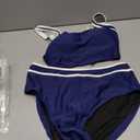 edium)Women's Two Piece High Waisted Sporty Tummy Control Bathing Suit, Blue, Medium
