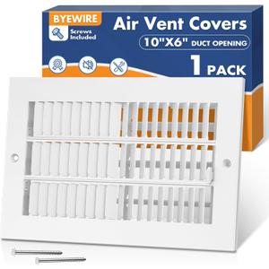 10 x 6 Inch (Duct Opening) Air Vent Covers for Wall or Ceiling, Two-Way Ventilation Register, Steel HVAC Register Cover, AC Vent Cover, for Home, Office, Bathroom, Toilet, 1 Pack White