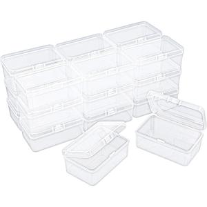 20 Pack Rectangular Clear Plastic Storage Containers Box with Hinged Lid for Beads and Other Small Craft Items (3.35 x 2.17 x 1.38 inch)