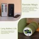 Olive Green Ribbed Flameless Pillar Candles with Remote, LED Candles Battery Operated Flickering Real Wax Set of 2
