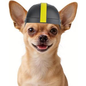 NamsanDog Motorcycle Helmet, Hard Helmet for Dogs Breeds, Football Games Dog Hat with Ear Holes, (Black/Yellow-S)