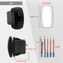 Red Backlit 6PIN (ON)-ON-Off Washer Wiper Rocker Switch with Jumper Wires DPDT Momentary Toggle Switch for Automotive Yacht Truck RZR Side by Side UTV Central Console 12V 24V Waterproof IP67