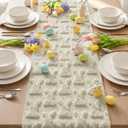 Artoid Mode Beige Soft Plush Faux Fur Jacquard Bunny Rabbit Easter Table Runner, Seasonal Spring Kitchen Dining Table Decoration for Home Party Decor 13x72 Inch