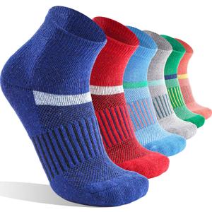 Anlisim Merino Wool Ankle Hiking Socks Compression Warm Thermal Winter Thick Cushion Running Moisture Wicking No Show Socks Gifts Stocking Stuffers for Women Men 6 Pairs(Colorful, L)