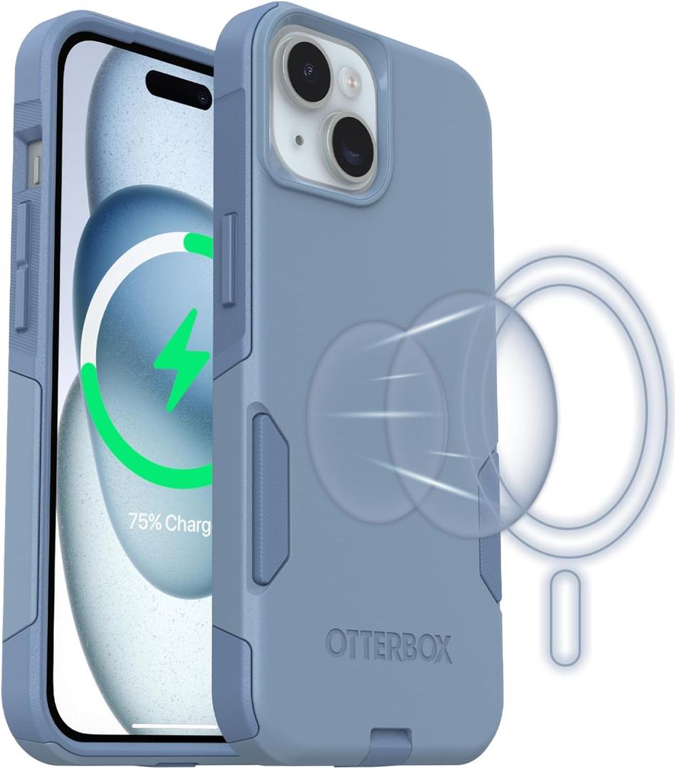 OtterBox iPhone 16e, iPhone 15, iPhone 14, and iPhone 13 Commuter Series Case - MagSafe Edition - Blue, Slim & Tough, Pocket-Friendly, with Port Protection - Crisp Denim