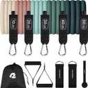 Retrospec Train Resistance Bands Set for Working Out - 5 Stackable Bands, Handles & Door Anchor - Portable Fitness Equipment for Physical Therapy & Yoga Includes Carry Bag (Smoothie)