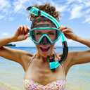 Aegend Snorkeling Gear for Adults, Dry Snorkel Set Panoramic View Enhanced Anti-Leak and Anti-Fog Technology, Adjustable Strap for Snorkeling Scuba Diving Swimming with Mesh Bag (2 PACK-Black & Green)