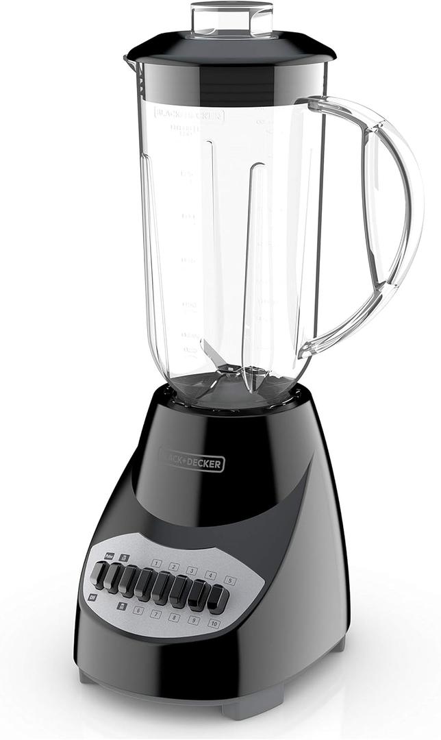 BLACK+DECKER Crush Master Blender, 10-Speeds with Stainless Steel Blades, Black, BL2010BP