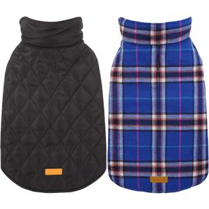 Kuoser Waterproof Dog Coat, Reversible Dog Jacket for Medium Dogs, Adjustable Durable Doggie Winter Coat Warm Puppy Cold Weather Apparel from Small to Large Breed, Navy M, (Pack of 1)